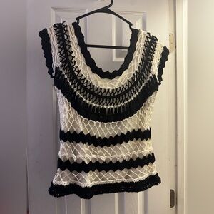 Elegant Black and White Crochet Top